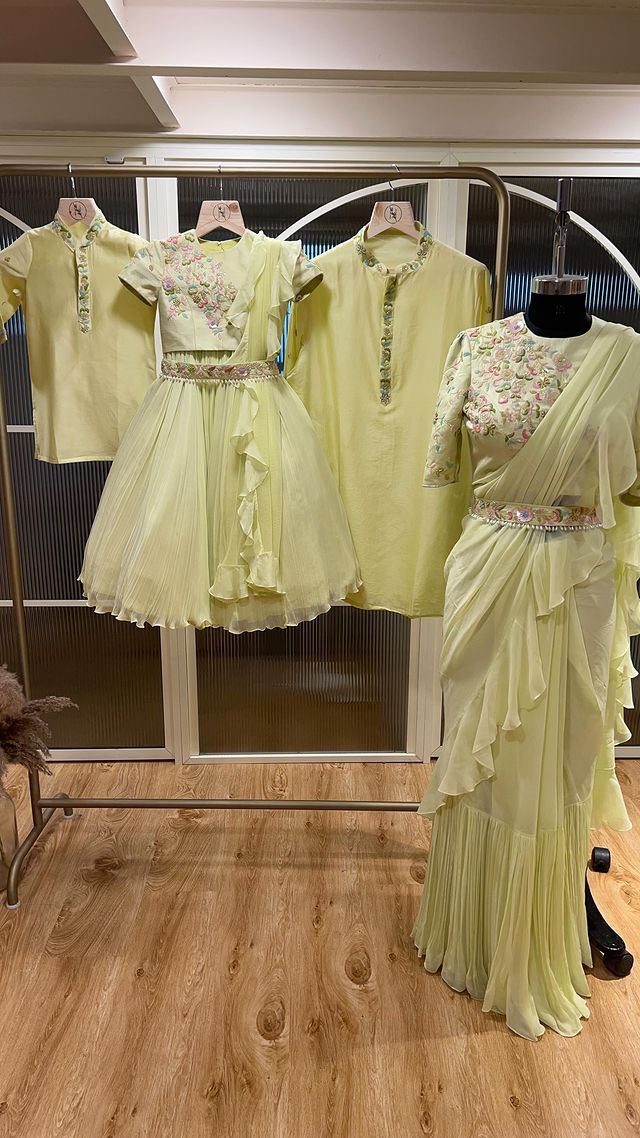Customised family outfits by Nayantaara! We create and customise such beautiful outfits for the enti