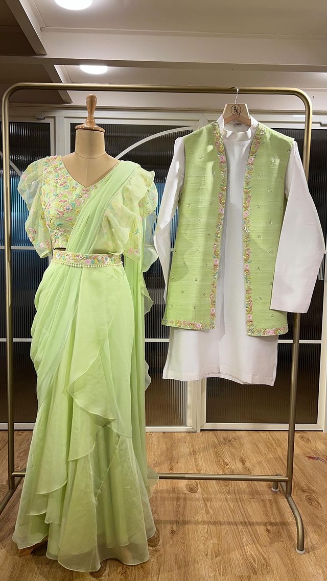 Customised couple outfits by Nayantaara! We create and customise such coordinated outfits for couple