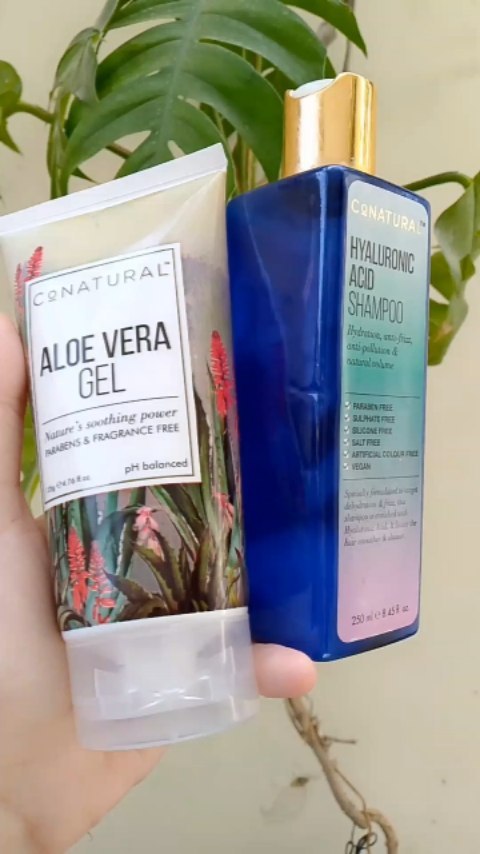Hydration boost for my hair and skin! ðŸ’§âœ¨ The Hyaluronic Acid Shampoo and Aloe Vera Gel from con