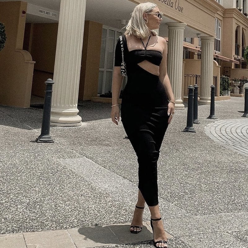 Our limited edition ROZY Bodycon Midi Dress in the perfect shade of Classic Black ? Make it yours th