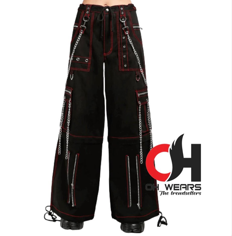 Gothic Chain Bandage Wide leg Pants (Men, Women)

