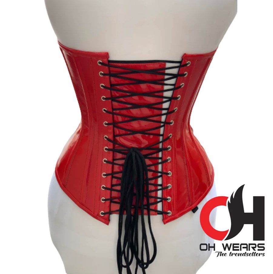 Women Red PVC Overbust Corset Steel Boned Waist Trainer 

All range of colors and customization are 