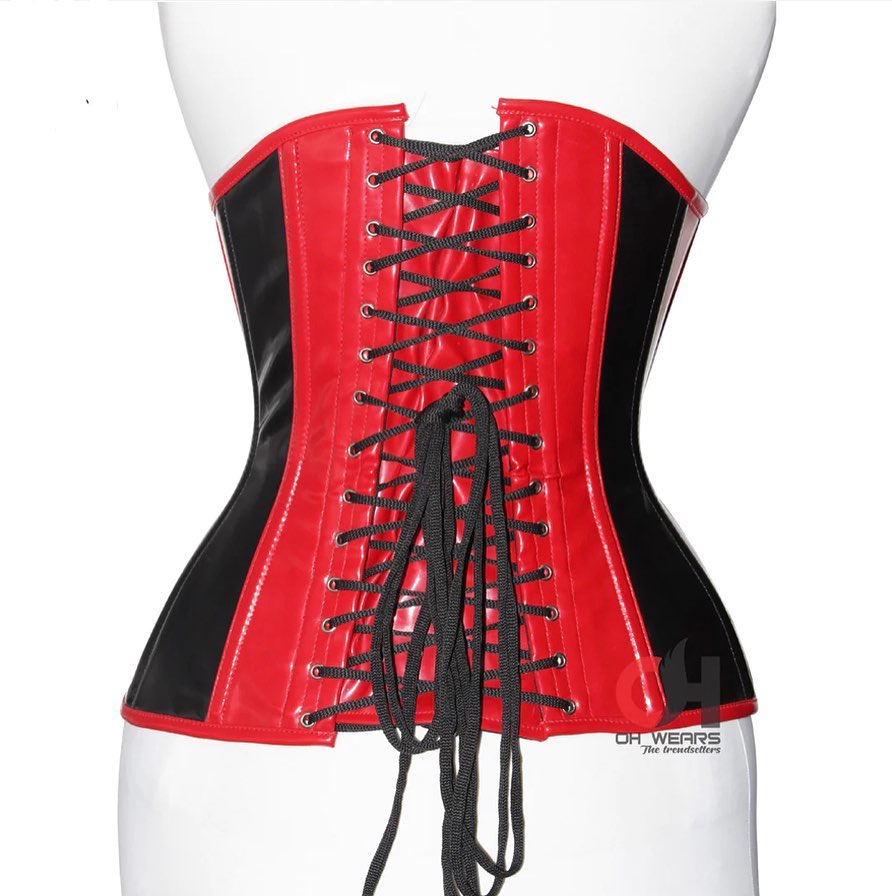 Women Red PVC Overbust Corset Steel Boned Waist Trainer 

All range of colors and customization are 