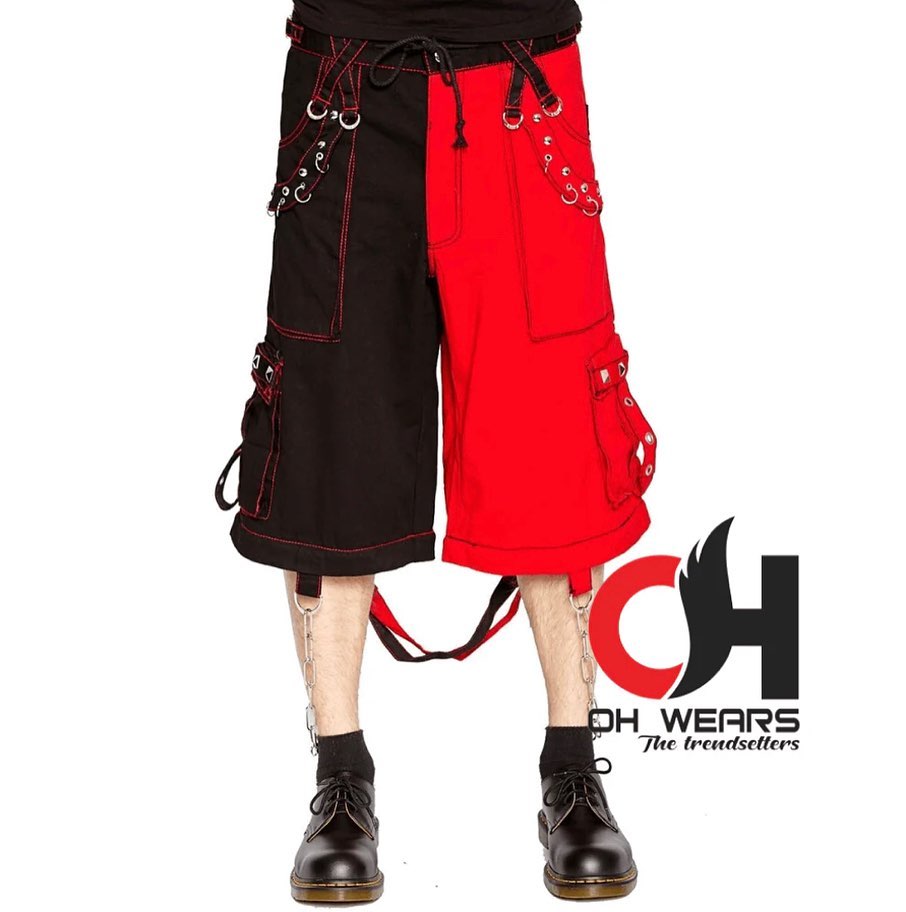 Men Bondage Punk Rock Transformer Baggy with Black Split Leg Tripp Pant 

