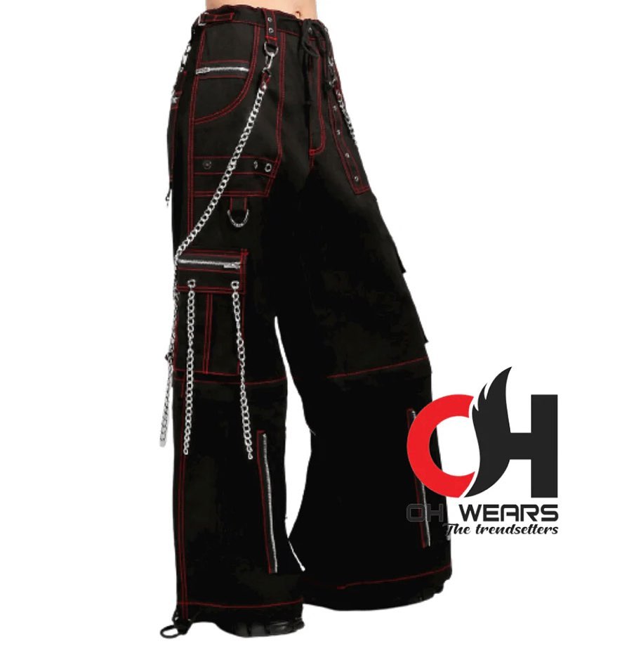 Gothic Chain Bandage Wide leg Pants (Men, Women)

