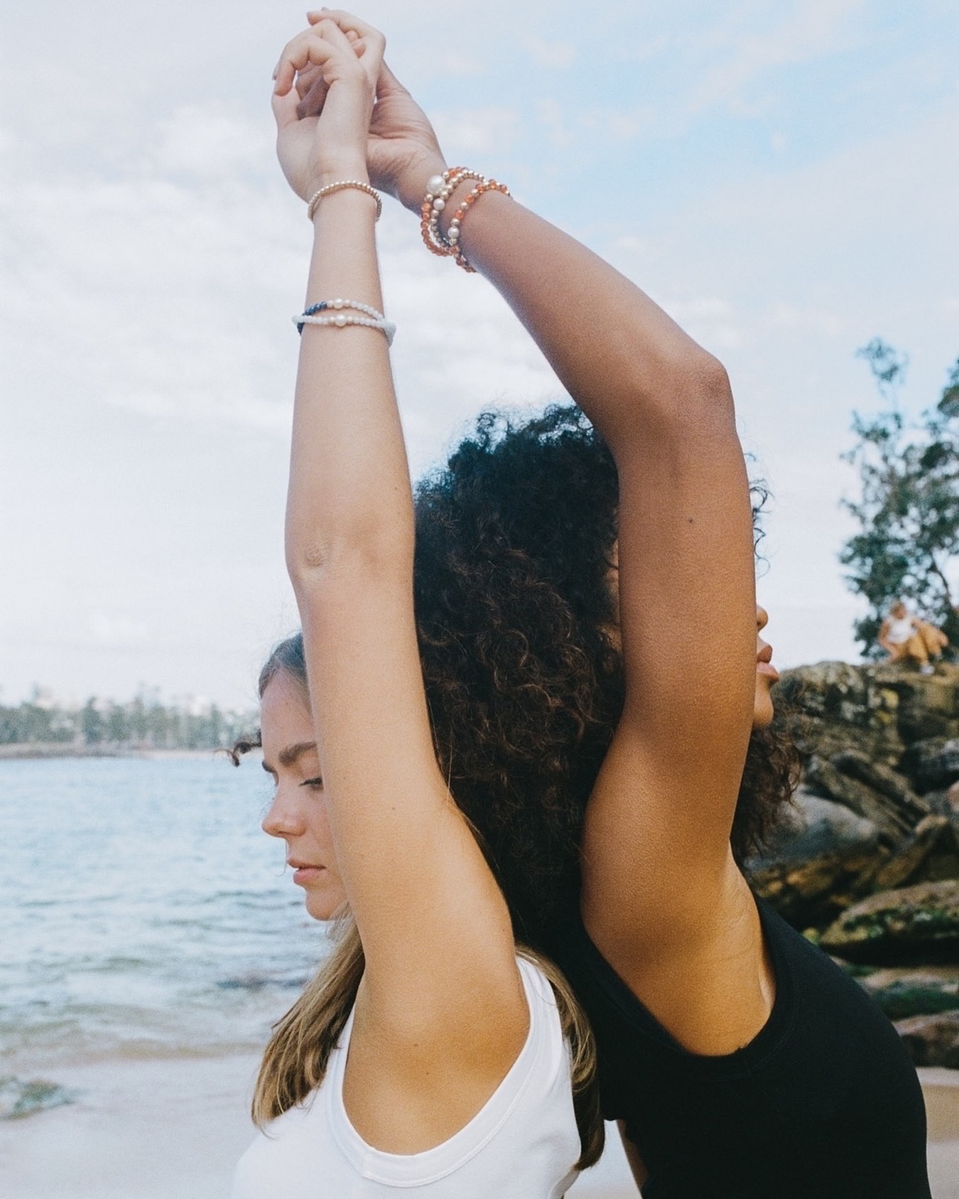 Summer skies and bracelet stacks.
