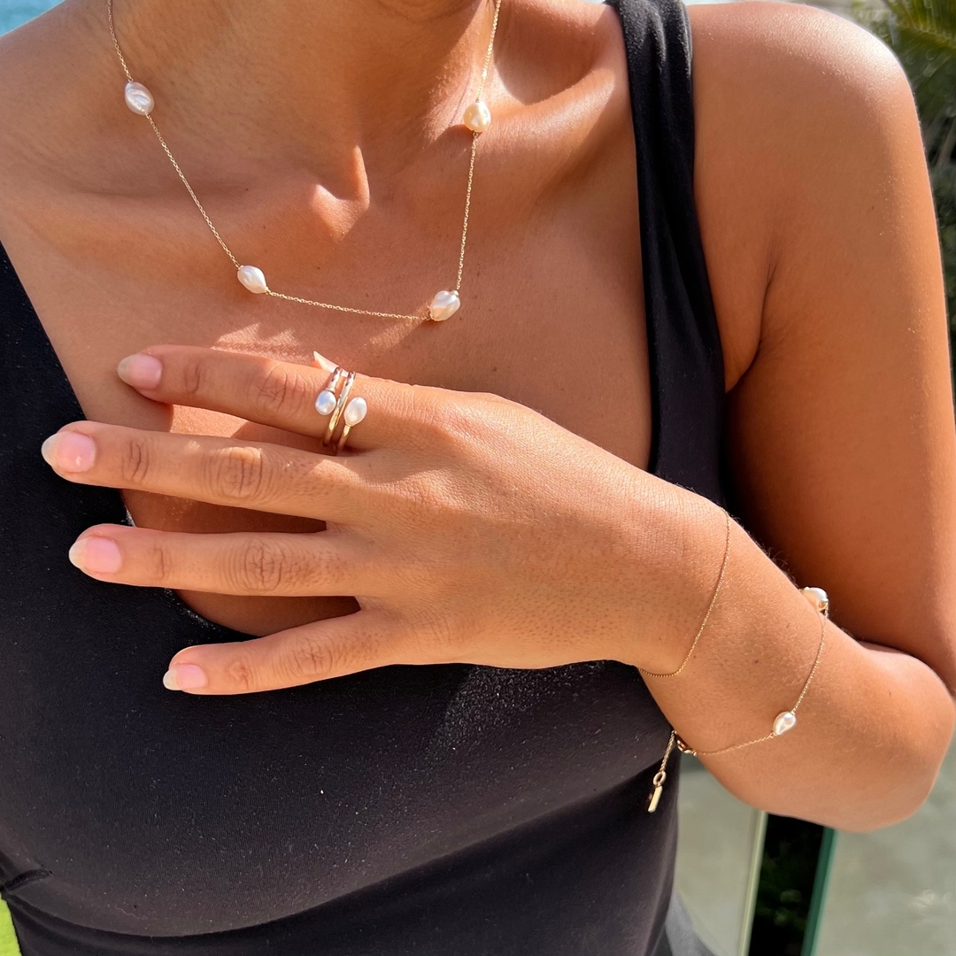 Effortless summer style, adorned in pearls.