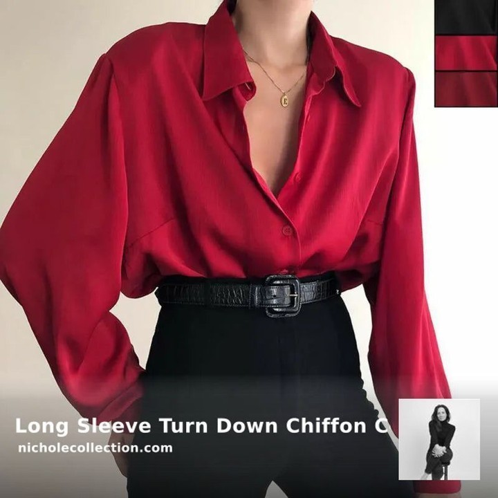 👜✨🔥 Long Sleeve Turn Down Chiffon Collar Shirt - RED LINE 🔥⎆ ⎆ Only $19.99 right now ⎆ ►  Free sh