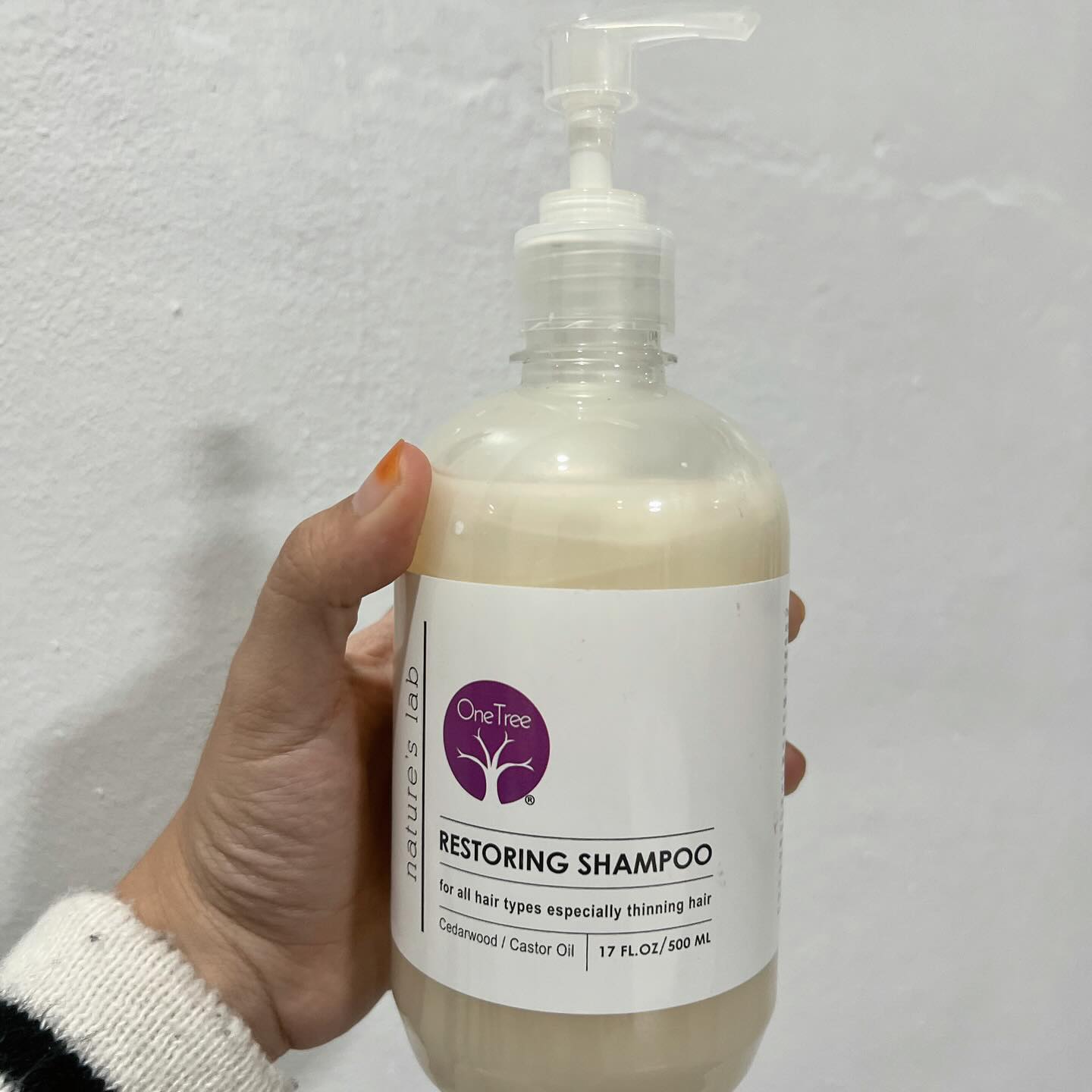 "Just tried the One Tree Restoring Shampoo, and my scalp and hair are singing praises! Enriched with
