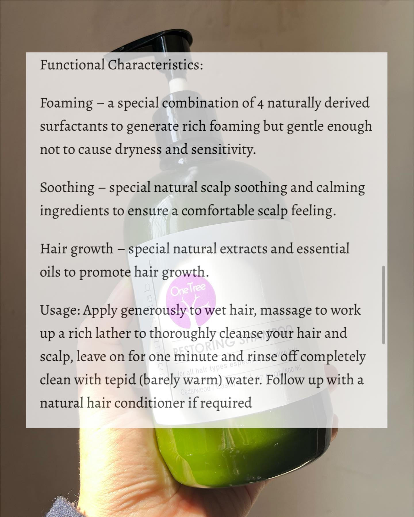 Natureâ€™s Lab One Tree Restoring Shampoo 500ml PAO 6M 

Have use this more than 4 times and the res