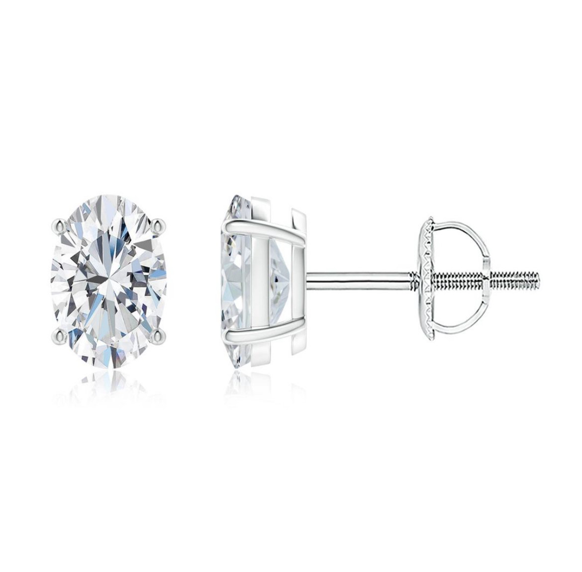 Lab-Grown Oval Diamond Solitaire Stud Earings