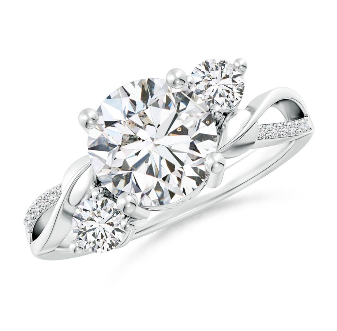 Three Stone Diamond Twisted Vine Ring