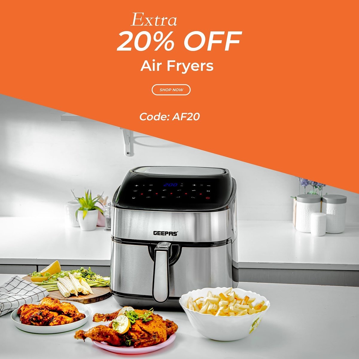 Découvrez la friteuse à air Geepas Vortex sur Nareshop.store, pour des repas croustillants, sains et