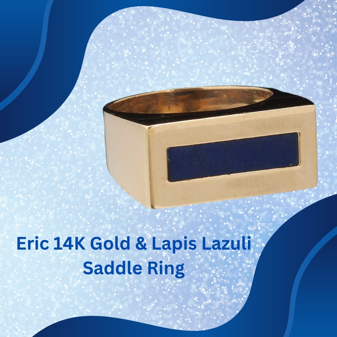 Perfect gentleman´s ring! Discover the timeless elegance of our 14K Gold & Lapis Lazuli Saddle Ring,