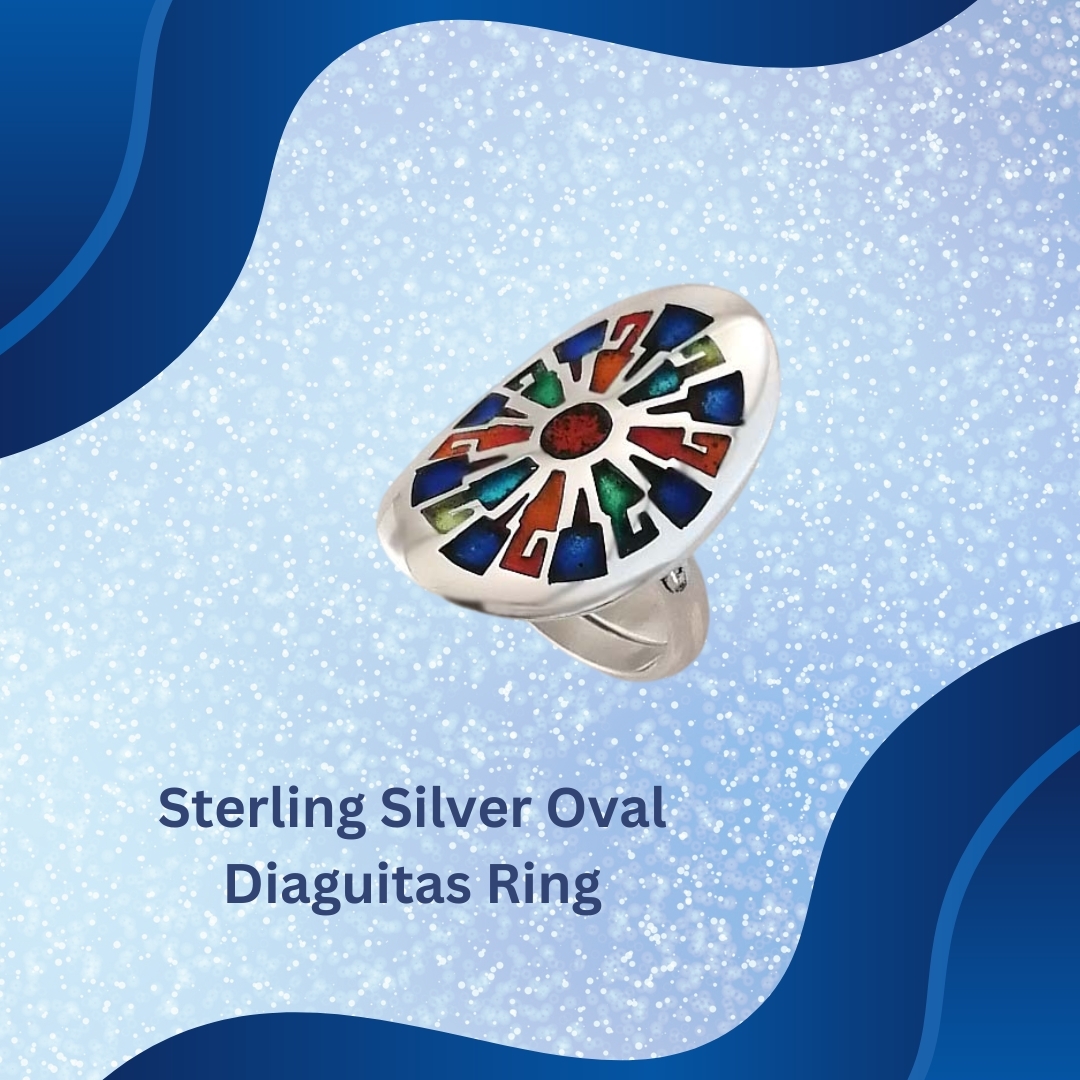 Embrace the heritage and elegance of the Sterling Silver Oval Diaguitas Ring. This exquisite piece s