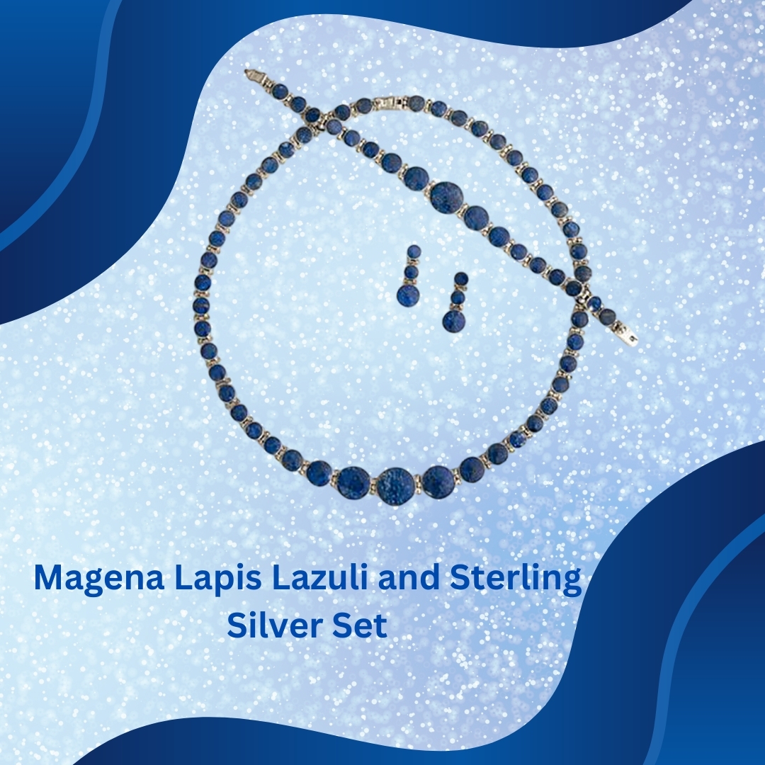 Gorgeous Sterling Silver and Lapis Lazuli jewelry set: available in our signature Lapis Lazuli and M