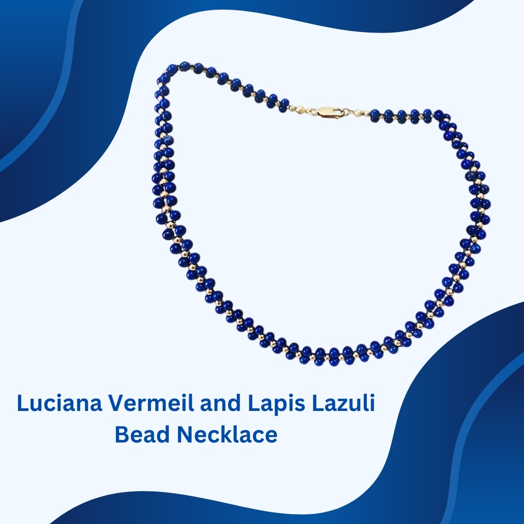 Our Luciana vermeil lapis lazuli bead necklace combines the luxurious look of gold vermeil with the 