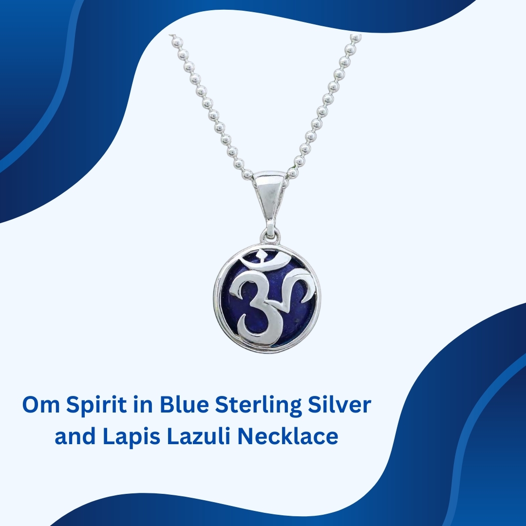 This Om lapis lazuli pendant combines the sacred Om symbol with the deep, calming hues of lapis lazu