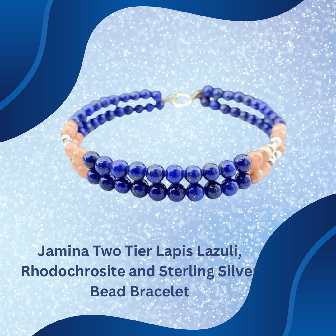 Incredible piece: Extra blue 8 mm Lapis Lazuli beads, paired with 8 mm Rhodochrosite beads and Sterl