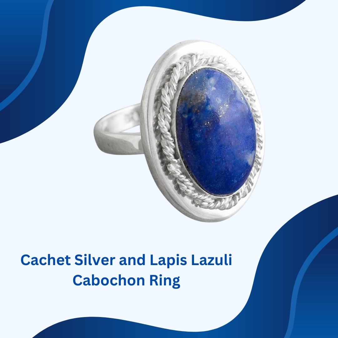 This exceptional cocktail ring is handcrafted in 950 Sterling Silver. The ring is set with a cabocho