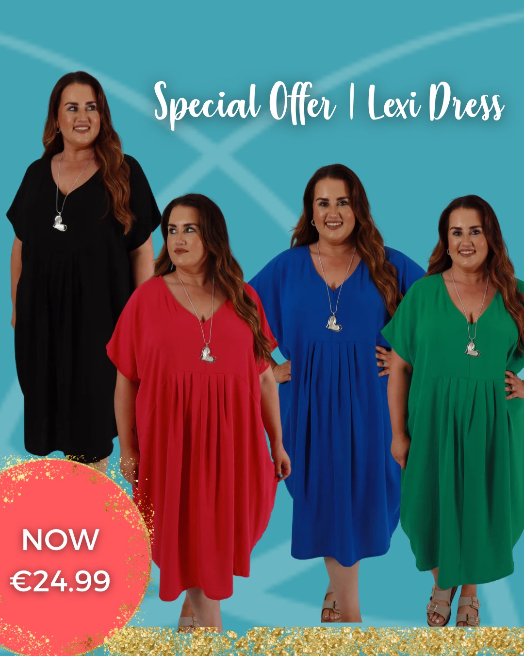 💖 Were €29.99 NOW €24.99! 💖
What a special surprise!!

🔍 Lexi Dress

The front pleat design adds 