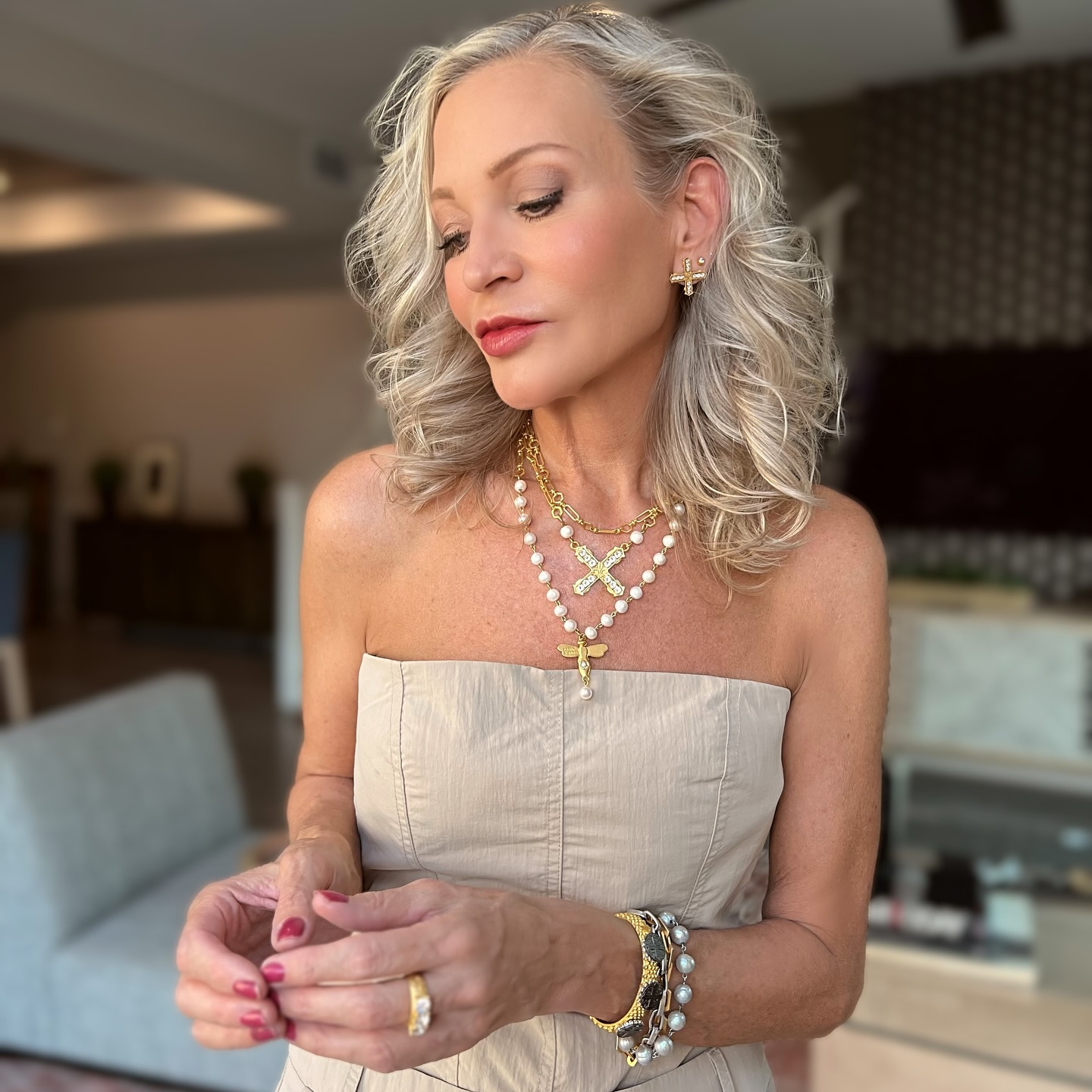 ✨ moreturquoise did it again! 😍\n\nJamie is sparkling again in her Angelique pearl necklace, the pe