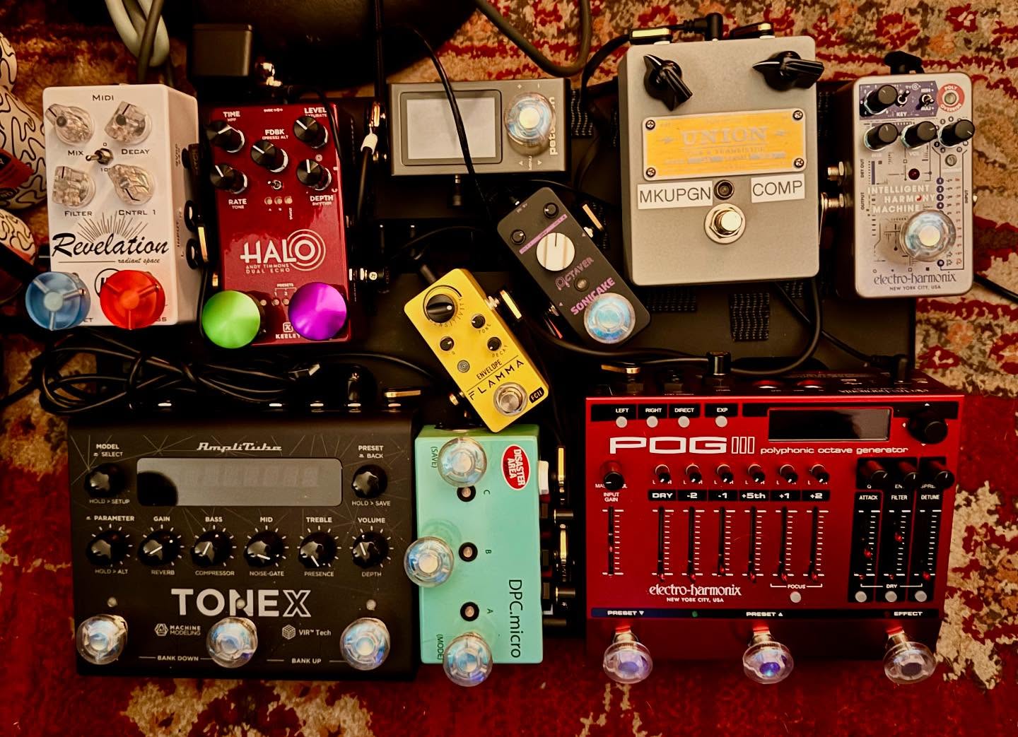 It ain’t so beautifully arranged, but I added the EHX Intelligent Harmony Machine… This is basically