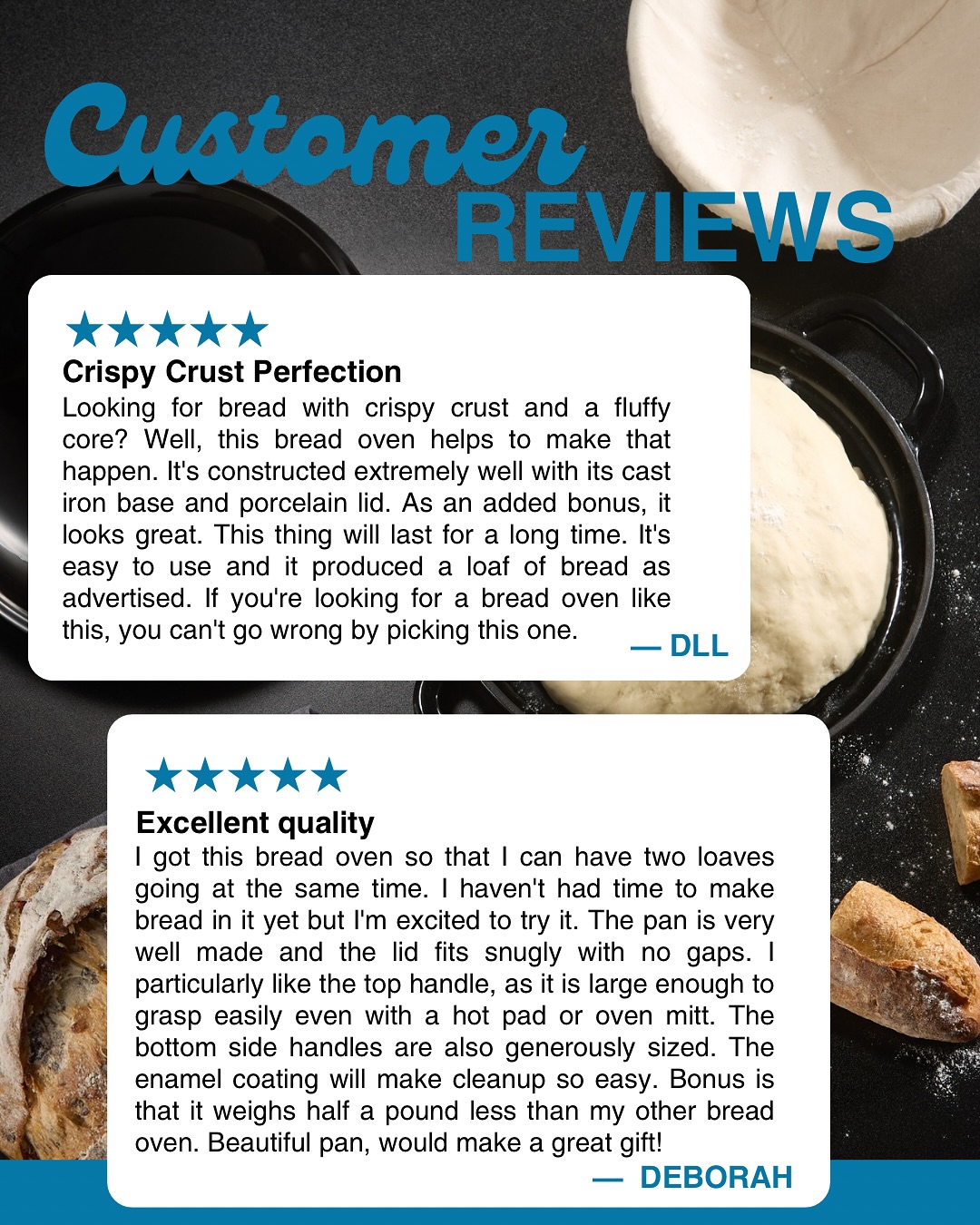 Real customers, real reviews!⭐️⭐️⭐️⭐️⭐️ See why bakers love our ceramic bread oven—swipe to read the