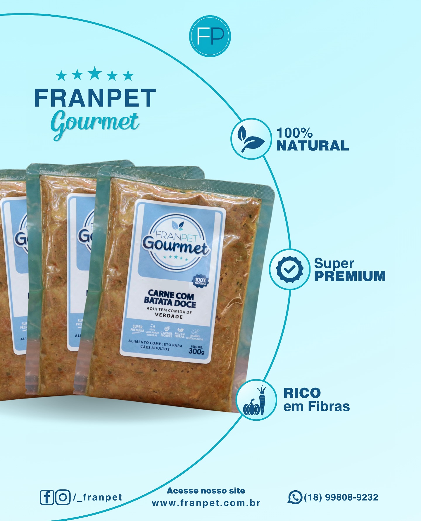 Seu pet merece uma refeição digna de um gourmet! 🍽🐾\n\n💙 FranPet Gourmet é feito com proteínas de