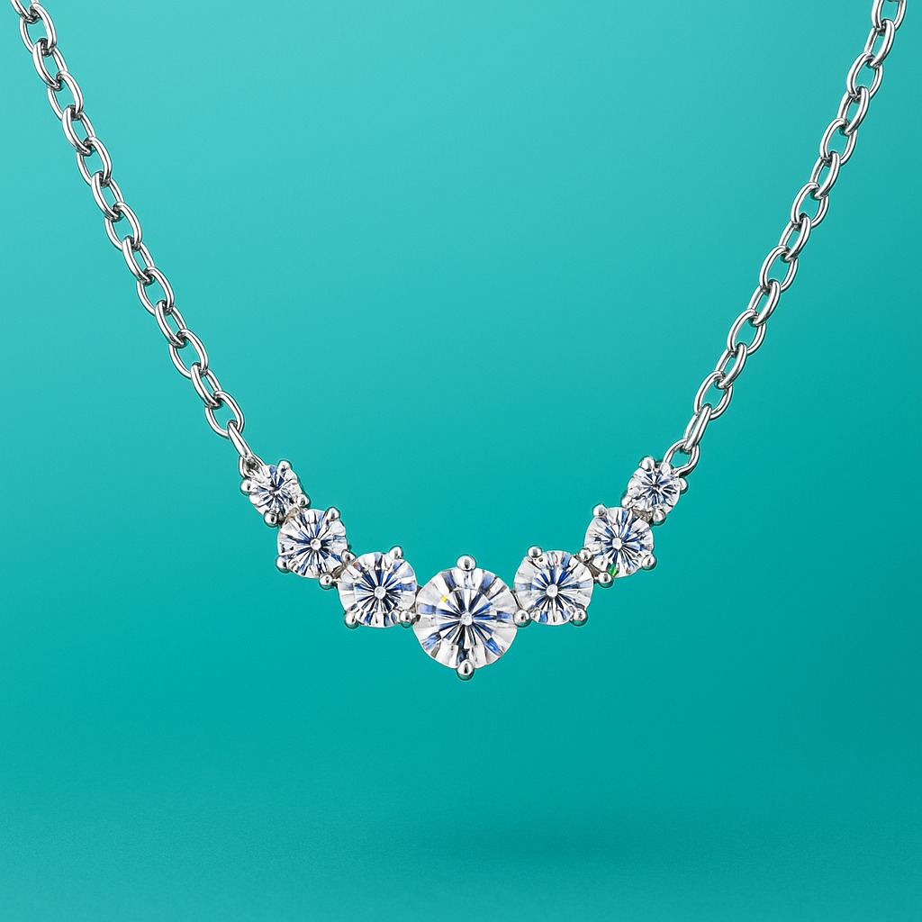 The Moissanite Starlight Necklace has a unique shine and a delicate design that conveys luxury and e