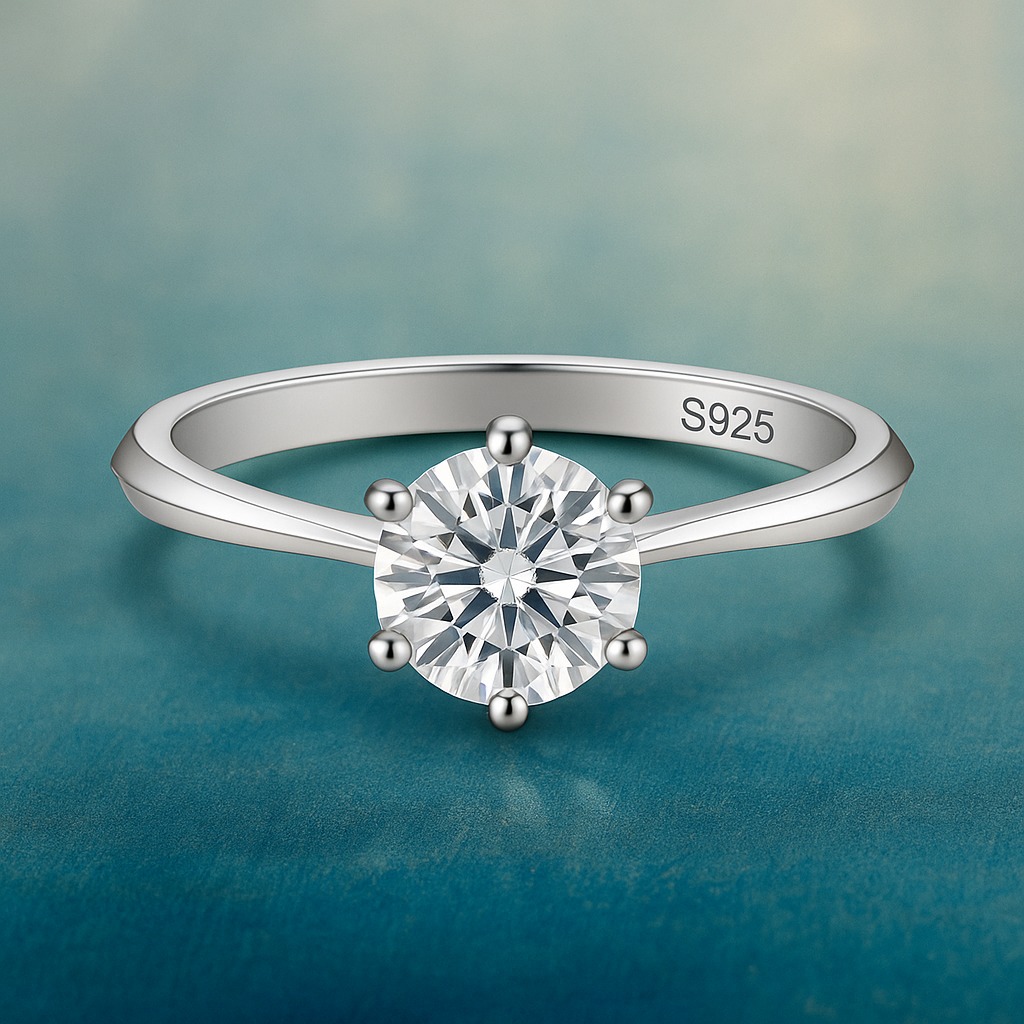 An embodiment of timeless elegance, this solitaire ring showcases the brilliance of moissanite in yo