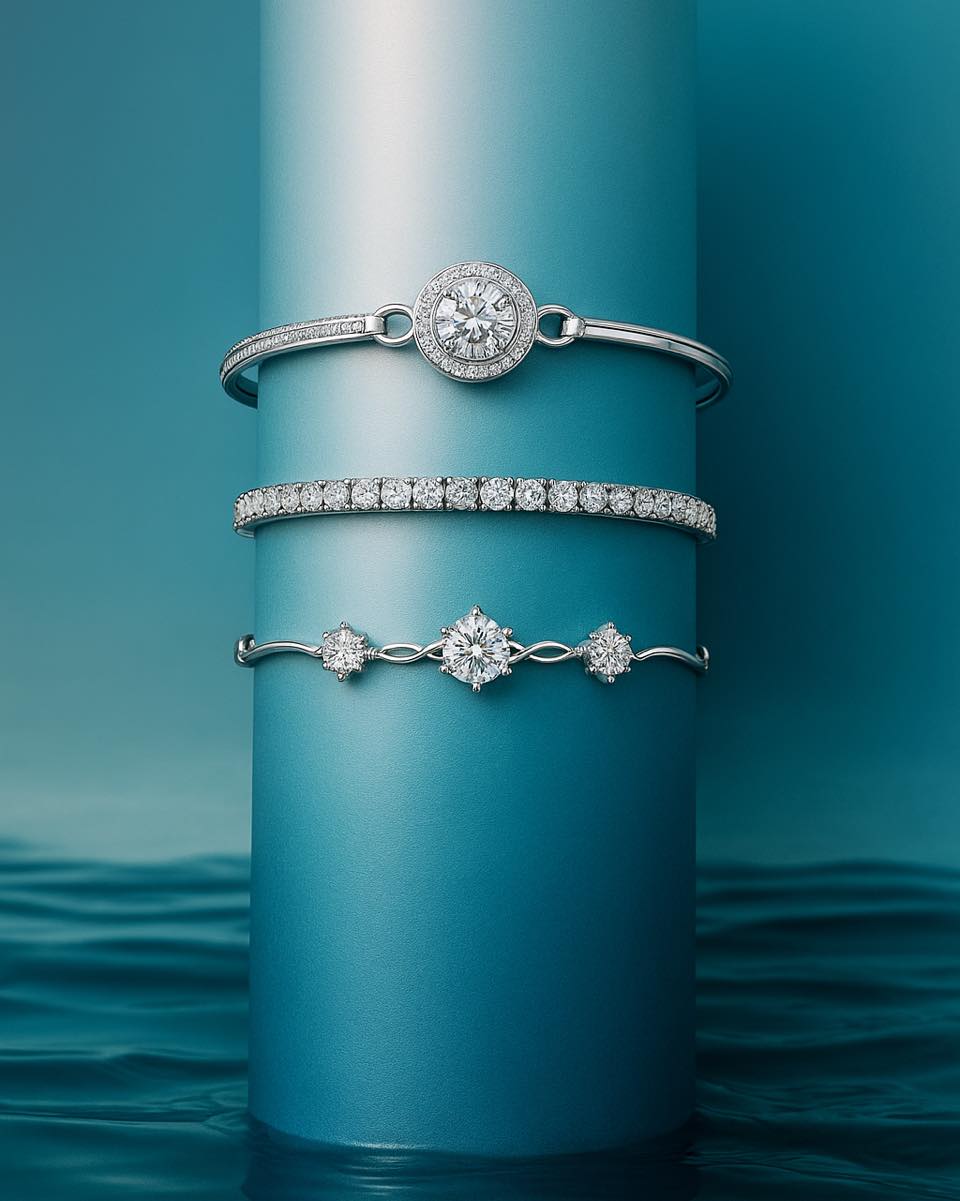 Three styles, one essence: pure brilliance.\nOur moissanite bracelet mix is the perfect blend of del