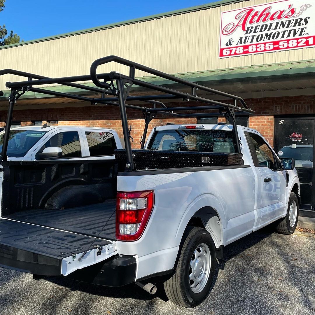 The #TrailFX contractor ladder rack and aluminum tool box are the perfect addition to any company's 