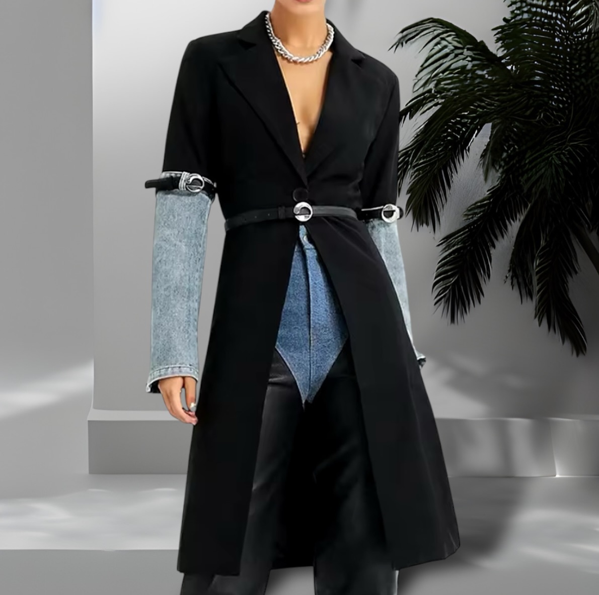 Fashion Denim Patchwork Three Pieces Set. Available in various sizes. 
.
#jeyboutique
#collaboratoon