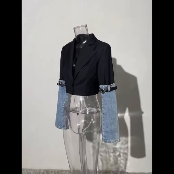 Fashion Denim Patchwork Three Pieces Set. Available in various sizes. 
.
#jeyboutique
#collaboratoon