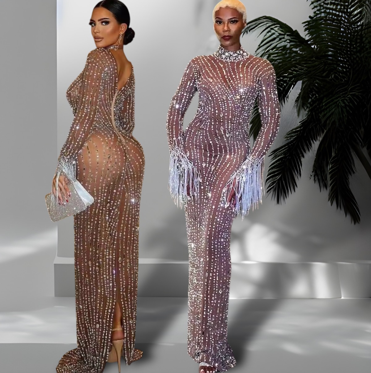 Rhinestone Transparent Long Dress. Available in various sizes.
.
#jeyboutique
#collaboratoon #clothe